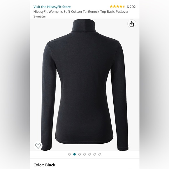 HieasyFit Women's Soft Cotton Turtleneck Top Basic Pullover Sweater - Picture 2 of 10